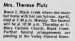Theresa Plutz Obituary Theresa Plutz Obituary